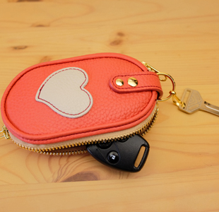 ファスナー式キーケース：スマートキー対応：ハート