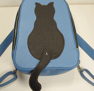 ネコリュック:猫バッグ:レザーバッグ:革鞄